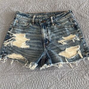 American Eagle Outfitters Blue Distressed Jean Shorts